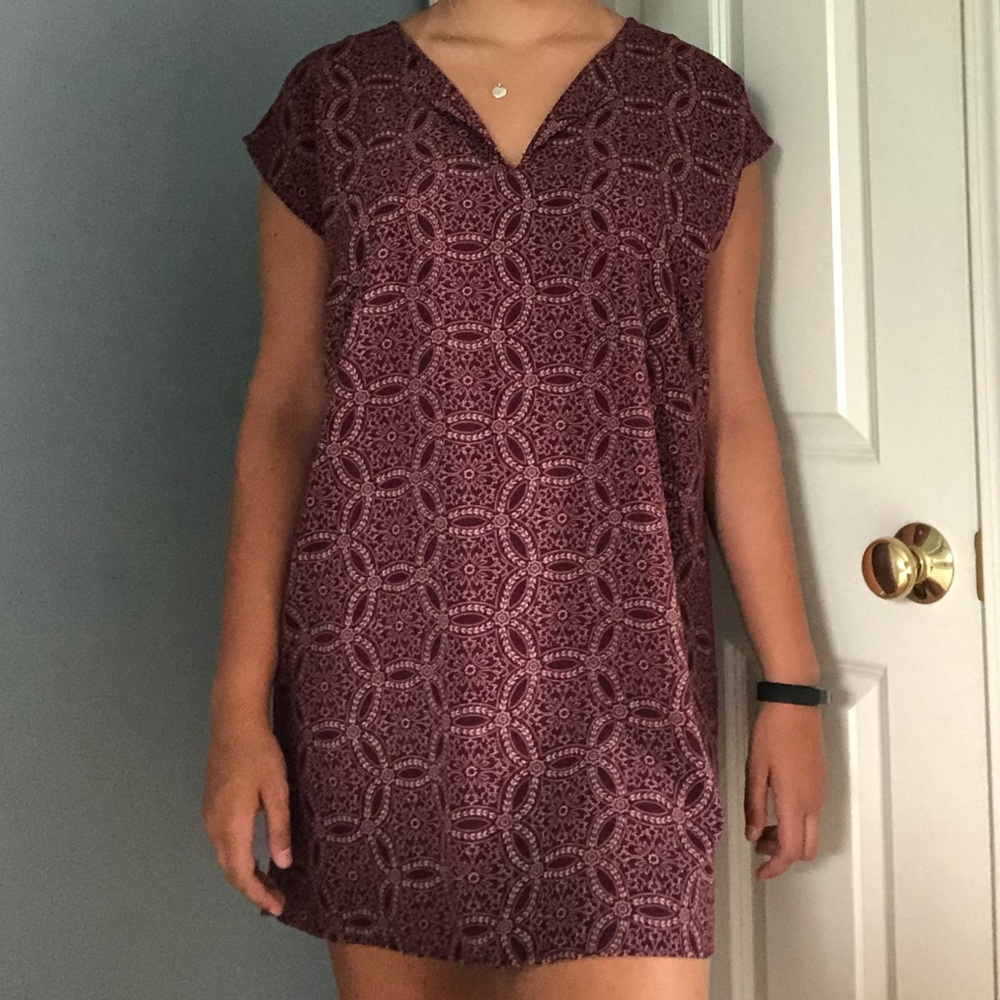 Printed burgundy dress